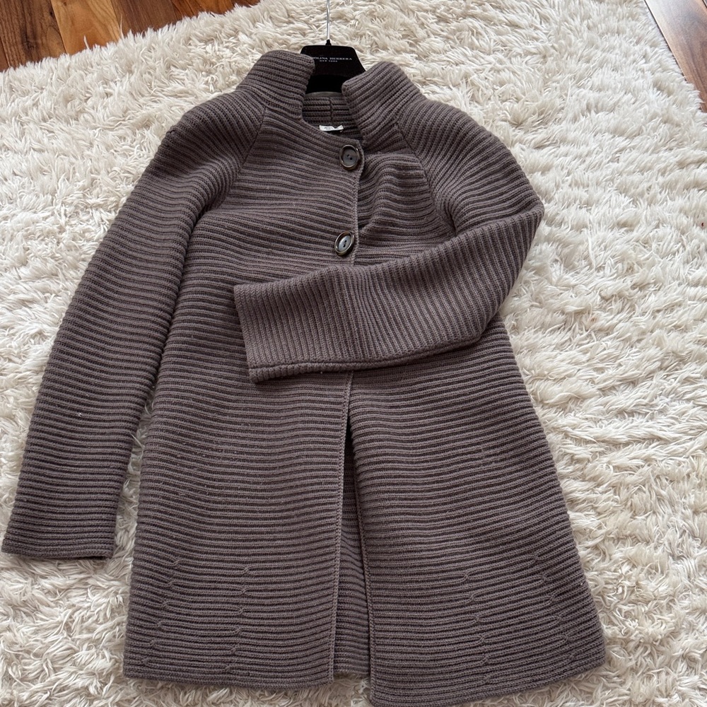 Agnona cashmere English Ribbed Knit Button-Up Coat